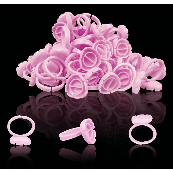 KB ESSENTIALS 200pcs Glue Rings for Eyelash Extensions - Lash Extension Ring Holder Cup Professional Tech Supplies – Adjustable, Disposable & Flower Nail Art, Tattoo Makeup