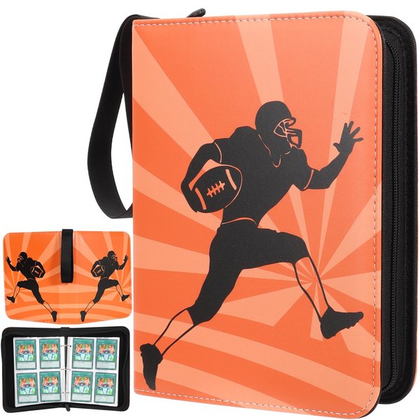 Football Card Binder, 400 Pockets Trading Card Binders for Collectible Cards, PU Sturdy Card Holder with Sleeves Game Collector Albums, Girls Boys Sports Card Case Folder for MTG, TCG, Sports Cards