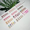 12 Pack 288Pcs Press on Nails Medium And Short - OPkssnails French Tip Press On Nails Almond And Square,Reusable Glue On Nails, Gel Fake Nails for Women