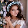 Campsis Girls Headpiece Flower Headbands Pearl Communion Hair Accessories Crystal Girls Birthday Photography Hair Band for Women and Girls(Blue)