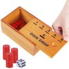 Juegoal Coin Drop Set, Pennies Dice Games for Kids and Adults, Wooden Tabletop Board Game Sets for 2-6 Player, Wood Penny Game Box Includes 48 Chips & 1 Dice, Interactive Families Toys