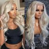 SXFYINONH Platinum Blonde Body Wave Lace Front Wigs Human Hair 13X4 Human Hair Wigs HD Lace Front Breathable Hair Pre Plucked HD Transparent 180% Density 20 Inch
