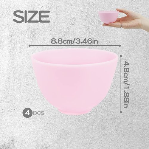 FERCAISH 4Pcs Diy Face Mask Mixing Bowl, Microwavable Silicone Facial Mud Bowl Cosmetic Beauty Tool for Home Salon(Small)