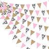 32Ft Western Cowgirl Party Decorations Burlap Pink Cow Triangle Flag Fabric Banner Pennant Garland Streamer for Western Cowgirls Birthday Baby Shower Derby Day Farm Animals Wild Party Decor Supplies