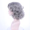Edivd Kids Gray Grandma Granny Costume Wig Short Sliver Gray Side Part Wig for Girls Short Light Grey Curly Wavy Wig for Child 100 Days of School Heat Resistant Synthetic Wig with Wig Cap
