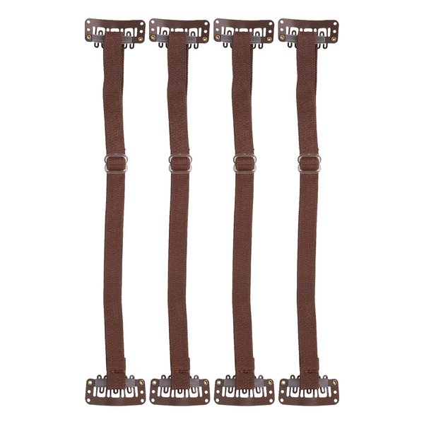 4pcs Facelift Bands with Clips, Elastic Facial Lift Belt Eye Wrinkle Removal Belt, Facelift Patch Straps for Hair (Brown)