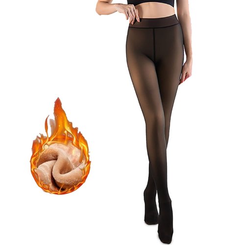 ZQFFB Fleece Lined Tights Women Leggings Black Warm Sheer Fleece Pantyhose Winter Thick Thermal Tights