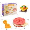 Color Dough Set Birthday Cake Color Dough Kitchen Creations Hamburger Maker Tools Kit for Kids Ages 4-8, Birthday Party Pretend Toys Gift,42 Pieces, with Candles and Dino Cookies
