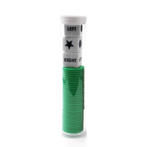 Spidfee Rigth Left Center Dice Game Set with 3 Dices + 36 Chips, Green Chips