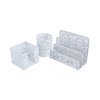 EasyPAG Cute Office Supplies 3 Piece Desk Organizer and Accessories Set - Letter Sorter, Pen Holder,Sticky Notes Holder,White