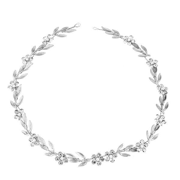 Bride Wedding Hair Vine Tiara Wedding Headpiece Bridal Headbands for Wedding Crystal Headband Flower Headband for Bride Leaf Pearl Bridal Hair Accessories Brides Hair Pieces for Women Silver
