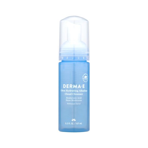 Derma E Ultra Hydrating Alkaline Cloud Cleanser – Gentle Foaming Face Wash with Hyaluronic Acid – Vegan Daily Facial Cleansing, 5.3 Oz