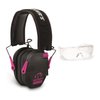 Walker's Razor Slim Electronic Hearing Protection Muffs (Sound Amplification and Suppression) and Over-The-Glasses Protective Eyewear Kit, Pink/Black Bundle (2 Items)