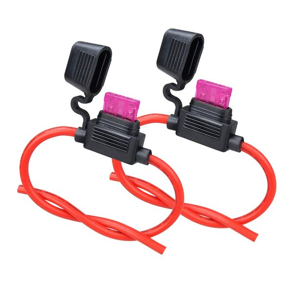 10ga Fuse Holder, 2 Pack MUYI Inline Fuse Holder 10 Gauge Fuse Holders 12v Waterproof Pigtail Blade Fuse Relay with 40AMP ATC Fuses