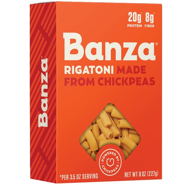 Banza Rigatoni Pasta from Chickpeas - Gluten Free, High Protein, and Lower Carb Protein Rigatoni Pasta Noodles - 8oz