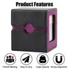 Premium PU Leather Trading Card Deck Box, Card Storage Box with 2 Dividers and 2 Dice, Card Deck Box Fits 120+ Sleeved Cards, Stylish, Durable, and Versatile Card Storage Solution (Black＆Purple)