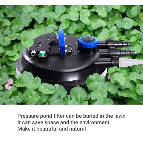 HAPPYGRILL Pond Filter 4000 Gallons Pond Pressure Bio Filter with 13W UV Light Koi Fish Pond Pump Filter for Garden Pool Pond