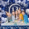 Navy Blue 13th Birthday Decorations for Boys and Girls, Happy 13th Birthday Backdrop, Tablecloth, Balloons Garland Arch Kit - 13th Birthday Banner Party Supplies Bday Decor for Sweet 13 Year Old Teen