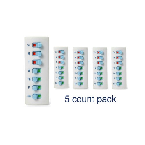 5 Pack Medication Tracker and Reminder, Take-n-Slide Reusable Pill Trackers, Attach to Your Bottle, 7 Day Tablet Reminder,Medicine,Vitamins, Adults, Pets, Pill Organizer Alternative, Multi Dose,Travel