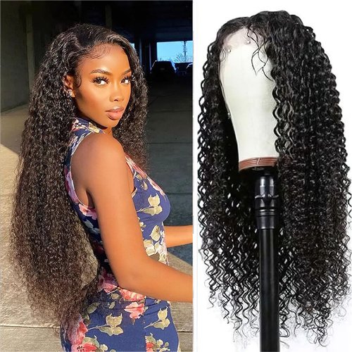AUOCATTAIL 30 Inch Curly Wigs 13x4 HD Lace Deep Wave Front 180% Density Pre-Plucked with Protein Silk Simulation Human Hair for Black Women