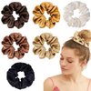 6 Pcs Hair Scrunchies for Women Solid Color Hair Ties Bands Satin Elasticity Hair Scrunchies for Women's Thick Curly Hair Ponytail Holder Silk Satin Scrunchy Hair Accessories Trendy Stuff