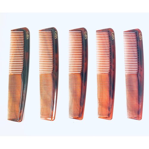 G.B.S 7" Hair Comb 5 pack - Tortoise Coarse All Fine & Coarse Combs Great For All Hair Types