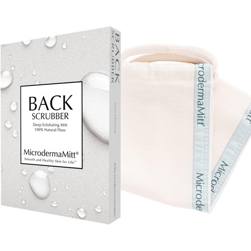 MicrodermaMitt Back Scrubber - Deep Exfoliating Mitt - Turkish Back Scrubber - Double-Sided Shower Exfoliating Back Scrubber - Bath Back Scrubber - Back Scrubber for Shower for Men and Women