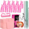 MORGLES 300pcs Lint Free Nail Wipes with Nail Polish Remover Kit, Pink Nail Clips with 2PCS Nail Files and Buffers, Rose Cuticle Oil, Cuticle Trimmer, Cuticle Pusher