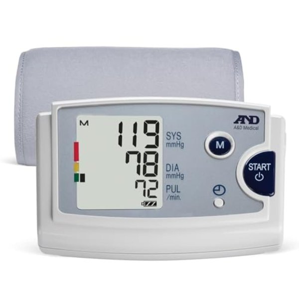A&D Medical Blood Pressure Monitor for Home Use, UA787EJ Preformed Upper Arm Cuff (9.0-17" / 22-43cm), Easy to Use, One Touch Operation, Avg Memory, 3 Custom Reminders, Carrying Case, AC Adapter