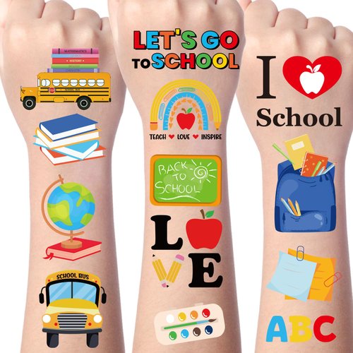 Yoyuspy Back to School Tattoos Temporary Stickers - Yoyuspy 200+ Back to School Temporary Tattoo Kids Cute Back to School Party Decorations Party Supplies Funny Back to School Gifts for Students