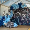 Space Theme Balloon Arch Kit, Navy Blue Gray Apricot Balloons with Moon Star Foil Balloons for Kids Boy Space Around Sun Theme Birthday Decorations First Trip Party Supplies Baby Shower Backdrop