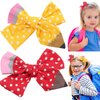 Back to School Bow Hair Clips Pencil Cheer Hair Bows Wave Point Hair Bow Barrette Handmade Yellow and Red Hairgrips Alligator Clips for First Day of School 2PCS