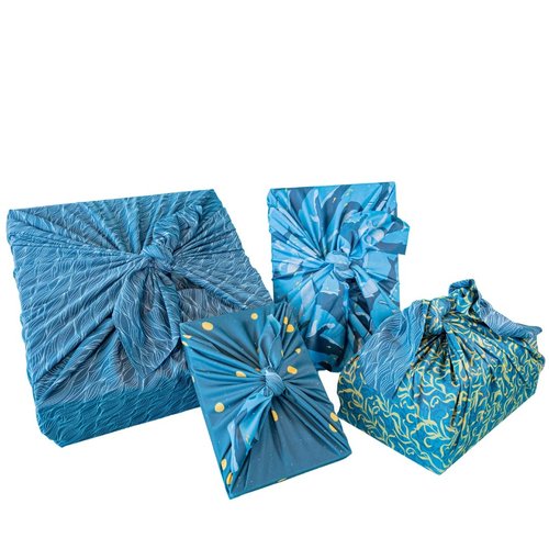 SHIKIWRAP Reusable Cloth Gift Wrap Assortment – 5 Pack Reversible Ocean Conservation Collection, Eco-Friendly Fabric Wrapping for Birthdays, Anniversaries, Special Occasions & Sustainable Living