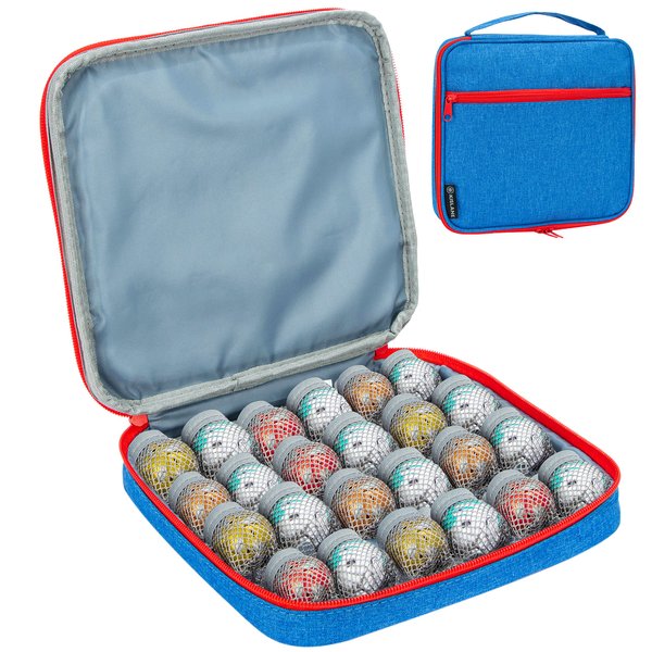 KISLANE Storage Case Compatible with 24 Bakugan Figures, BakuCores, Case Compatible with 24 Bakugan Figures with Zipper Pocket for Bakugan Accessories, Bag Only (Blue)