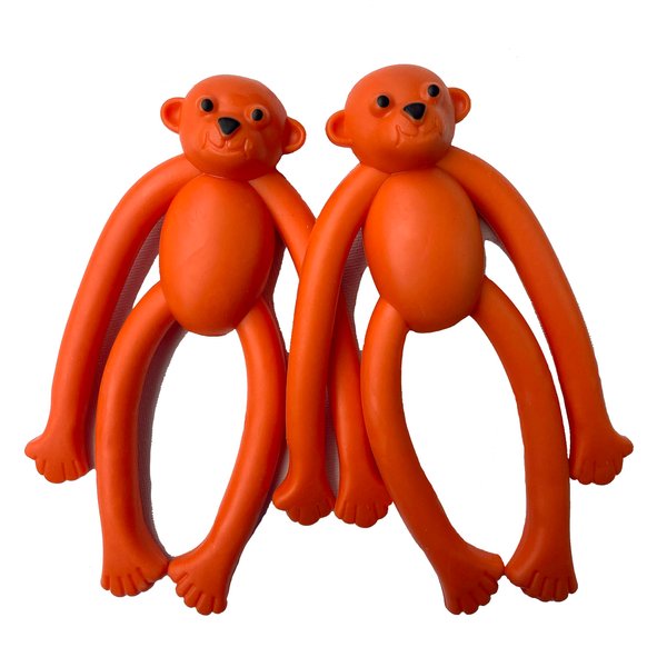 SHAGGYTAILVILLAGE Puppy Chew Toys 2-Pack for Small/Medium Dogs, Puppy Teething Toys, Rubber Monkey Dog Toys for Teething and Fetch