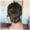 Yheakne Rhinestone Wedding Hair Clip Barrette Blue Crystal Hair Barrette Shine Bride Headpieces Decorative Headwear Sapphire Crystal Head Clip Bridal Hair Accessories for Women and Girls (Blue B)