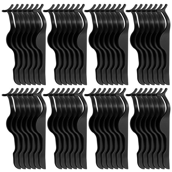 48 Pieces False Eyelash Applicator Tool Plastic Eyelashes Extension Tweezers Fish Tail Clip Tweezers Eyelashes Clip for Lashes Application and Removal (Black)