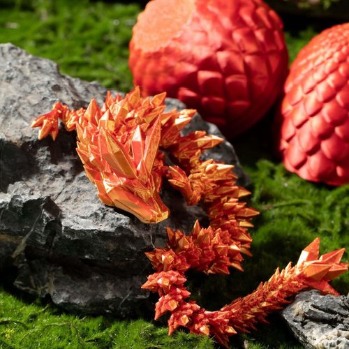 3D Printed Dragon Egg, Mystery Crystal Dragon Fidget Toys, Articulated Dragon, Flexible Joints Home Decor Executive Desk Toys, Autism/ADHD Easter Toys Gifts