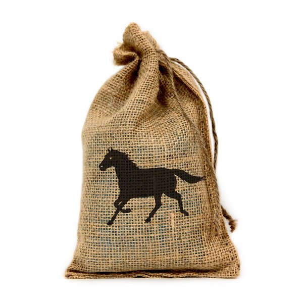 Horse, Customized 6 X 10 Burlap Party Favor Bag with Drawstring - Set of 10 by Barn Eleven
