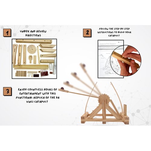 Pathfinders STEM kit Leonardo Da Vinci Catapult kit Trebuchet Engineering kit Educational Toys for Kids Science kit for Kids Age 12-14 stem Projects Physics Toys Wood Building Kits