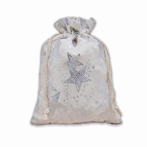 TheDisplayGuys For Your Modern Living 48pk - 4x6 Muslin Pouches with Drawstring - Presents, Party Favors, Samples (Silver Stars, Small)