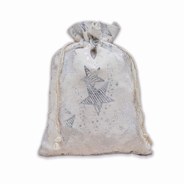 TheDisplayGuys For Your Modern Living 48pk - 4x6 Muslin Pouches with Drawstring - Presents, Party Favors, Samples (Silver Stars, Small)