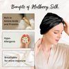 WIGI 100% Mulberry Silk Bonnet with Scrunchie Gift for Women, Silk Bonnet for Sleeping, Shower Cap Hair Bonnet, Silk Hair Wrap for Hair Care (100% Mulberry Silk (Bow design), Black)