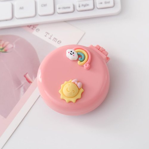 Pink Travel Hair Brush, Pocket Comb with Mini Mirror, Round Folding Pocket Hair Brush Cartoon Shell Folding Hair Brushes for Girls Women, Hair Brushes, Styling Tools and Appliances (2H984)