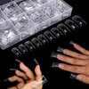 BlueZOO Duck Nail Tips, 500Pcs Clear C Curve False Nail Tips for Acrylic Nails, Gel X Half Cover Wide French Nails 10 Sizes, Y2K Nail Extension Professional Salon & Home DIY Nail Art for Women Girls