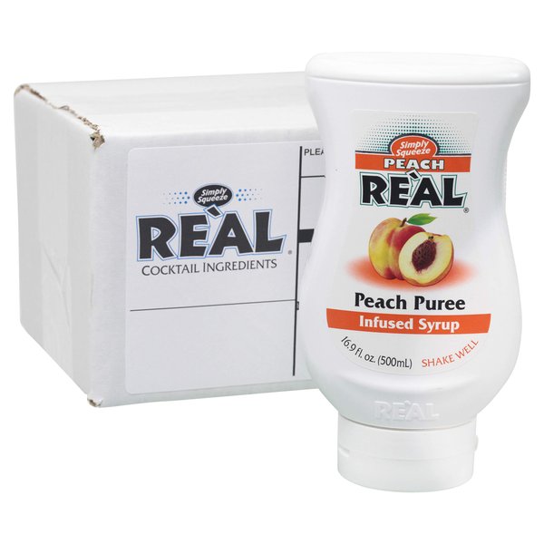 Peach Reàl, Peach Puree Infused Syrup, 16.9 FL OZ Squeezable Bottle (Pack of 1)