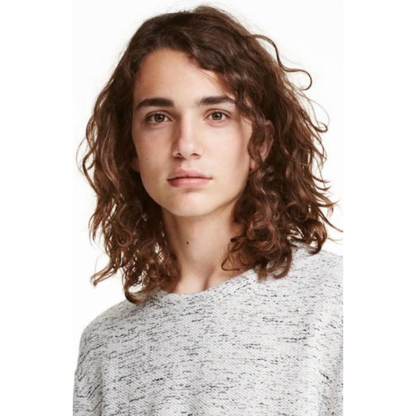 Beweig Mens Brown Wig Long Wavy Brown Male Wig Shoulder Length Side Part Unisex Wig Heat Resistant Synthetic Hair Cosplay Party Costume Wig