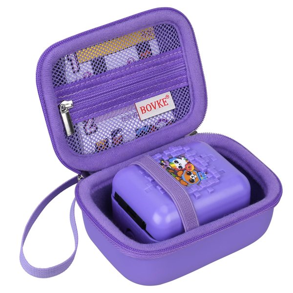 BOVKE Carrying Case for Bitzee Disney/Bitzee Magicals/Bitzee Interactive Toy Digital Pet, Travel Holder Fits Bitzee Virtual Electronic Pets Kids Toys, Extra Space for Battery, Purple+Purple