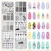 Whaline 10Pcs Easter Nail Art Stamping Plates Kit Bunny Egg Rabbit Flower Butterfly Image Stamp Templates Holiday Nail Art Plates for Spring DIY Print Manicure Salon Design Gift