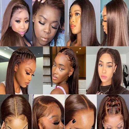 Dark Brown Straight Bundles Human Hair Color 4 Straight Bundles Hair Light Brown Straight Bundles 24 24 24 inch Double Weft Brazilian Remy Hair Extensions Silky and Soft for Black Women